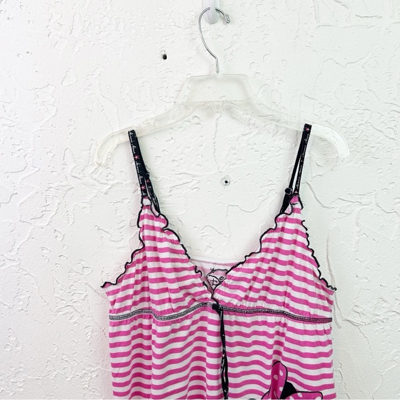 Vintage y2k White Pink Striped Minnie Mouse Babydoll Tank Top Size Large - Picture 3 of 8